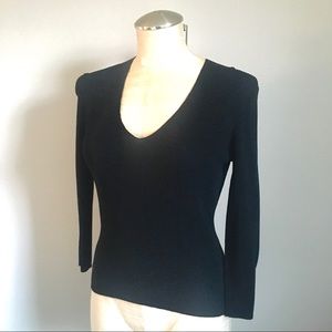 Cyrus deep v-neck silky ribbed knit top